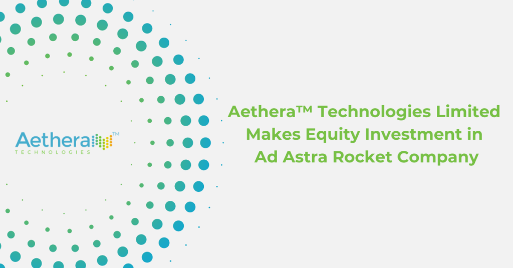 Graphic about equity investment in Ad Astra Rocket company